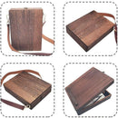 Writers Messenger Wood Box, Multifunctional Wooden Handmade Crossbody Postman Bag Portable Artist Tool Bag Painting Brush Tool Storage Sketch Box Easel for Outdoor Painting (Brown)…