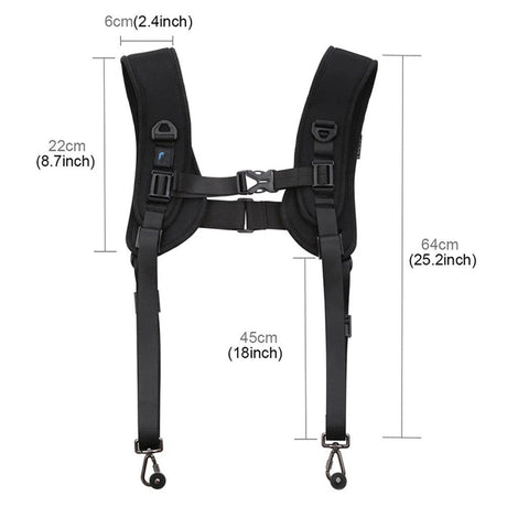 Dual Camera Shoulder Harness Quick Release Double Camera Tether Strap Soft Pad Decompression Strap Belt With 1/4 inch Screw for DSLR SLR Cameras