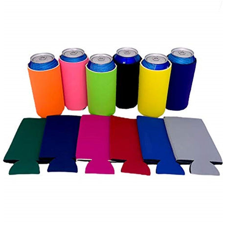 Blank Foam Pint Glass Coolie (Variety Color 12 Pack) - Blank Beer Can Cooler Sleeves Soft Insulated Beer Cozy for Cans Friendly Plain Coolies in Bulk for Beer Cans