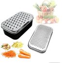 Cheese Grater with Container and Lid & Peeler Set - Vegetable Fruit Multi-Function Stainless Steel Kitchen Utensil Kit with Black Food Plastic Storage Stable Box - Hand Chopper Graters & Peelers