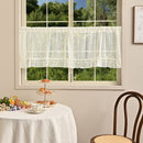 Rustic Crochet Curtain Valance for Kitchen Bathroom Farmhouse Lace Curtain Tiers for Coffee Decor Room Divider Rod Pocket Hollow Out Short Curtains for Closet Doorway 1 Panel W59 X L17.7 Inch