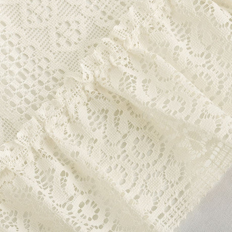 Rustic Crochet Curtain Valance for Kitchen Bathroom Farmhouse Lace Curtain Tiers for Coffee Decor Room Divider Rod Pocket Hollow Out Short Curtains for Closet Doorway 1 Panel W59 X L17.7 Inch