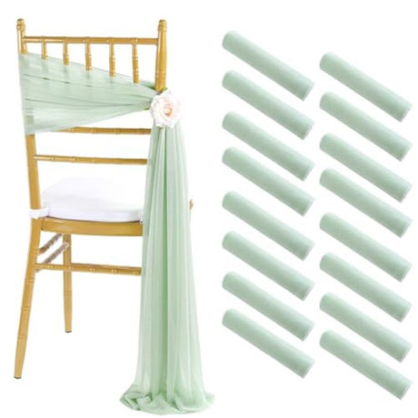 Long Wedding Chair Sashes 16 Pieces  Green Draping Fabric for Ceremony Reception Outdoor Chair Decorations