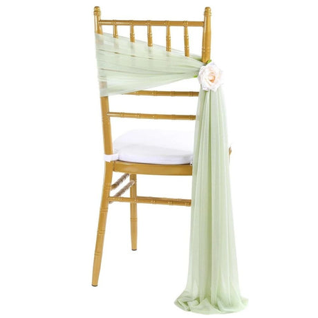 Long Wedding Chair Sashes 16 Pieces  Green Draping Fabric for Ceremony Reception Outdoor Chair Decorations