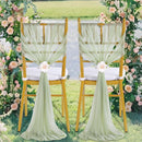 Long Wedding Chair Sashes 16 Pieces  Green Draping Fabric for Ceremony Reception Outdoor Chair Decorations