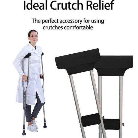 Crutch Pads & Hand Grips - Comfortable, Breathable, Machine Washable Padding - Moisture Wicking & Odor Reducing Pillow Accessory Covers for Adult & Youth Walking Crutches