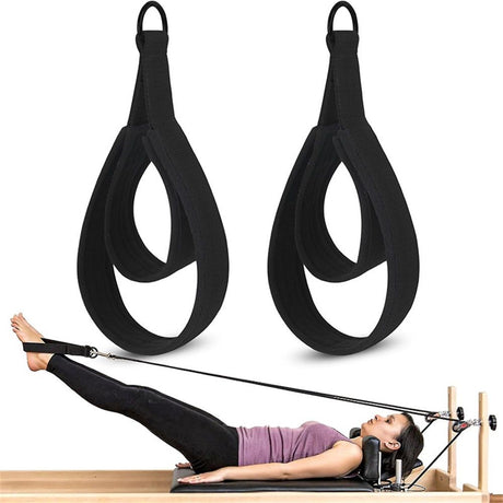 Pilates Straps - Double Loop D-Ring Straps for Reformer, Padded, Home Gym Workout 1 Pair Pilates Double Loop Straps for Reformer Fitness D-Ring Straps Handle,