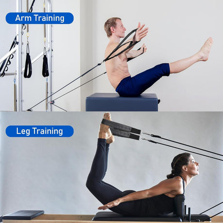 Pilates Straps - Double Loop D-Ring Straps for Reformer, Padded, Home Gym Workout 1 Pair Pilates Double Loop Straps for Reformer Fitness D-Ring Straps Handle,