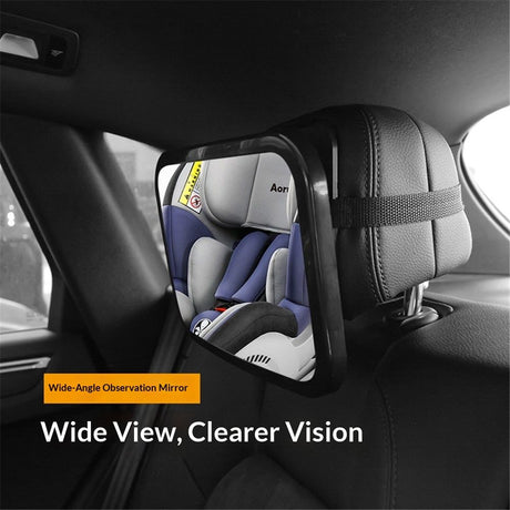 Rear Facing Baby View Mirror for Child Safety Car Seat - Crystal Clear Reflection via Crash-tested & Shatterproof Convex Mirror