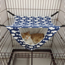 Cat Cage Hammock with Ball,Double Layer Hanging Adjustable Soft Pet Bed Suit for Kitten Ferret Puppy Rabbit or Small Pet, 2 Level Indoor Bed for All Season(Blue Whale)