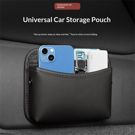 Car Seat Side Storage Pocket, Small Organizer,PU Leather Multifunctional Console Side Organizer Bag for Phone, keys, sunglass,wallet,ect (Black)