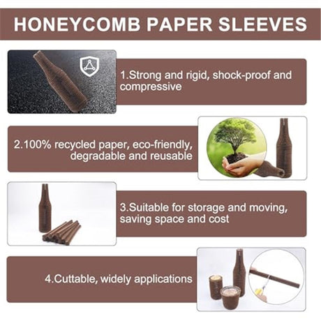 16 Set Wine Bags for Travel Honeycomb Paper, Reusable Wine Bottle Protector Sleeves, Unbreakable Wine Travel Bags for Airplane Travel Transport Car Proof Safety Impact Resist
