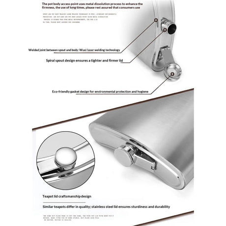 64 oz Classic Style Stainless Steel Liquor Whiskey Hip Flask Silver  Vegan Leather Flask Case, Portable Pocket Belt Bag Compatible Protective Travel Holder for Men