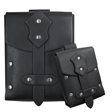 2 Pieces Medieval Faux Leather Studded Belt Pouch, Retro Renaissance Belt bag, Portable Waist Bag Side Pack