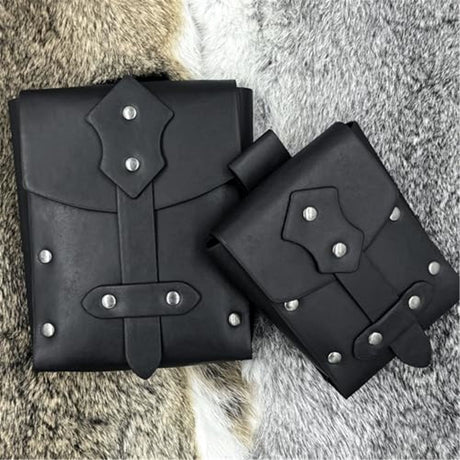 2 Pieces Medieval Faux Leather Studded Belt Pouch, Retro Renaissance Belt bag, Portable Waist Bag Side Pack