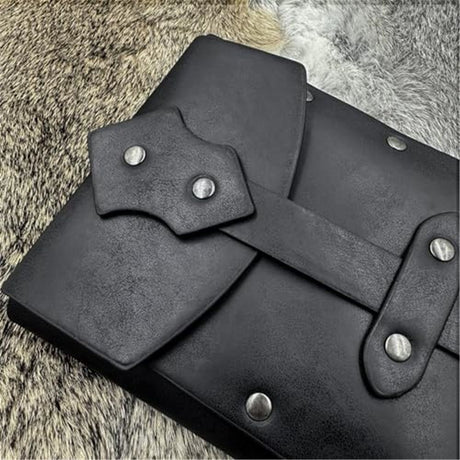 2 Pieces Medieval Faux Leather Studded Belt Pouch, Retro Renaissance Belt bag, Portable Waist Bag Side Pack