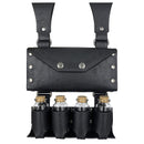 Medieval Alchemy Faux Leather Belt Bag with 4 Cork Potion Vials, Fantasy Wizard Waist Pouch Side Pack  (Black A)