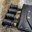 Medieval Alchemy Faux Leather Belt Bag with 4 Cork Potion Vials, Fantasy Wizard Waist Pouch Side Pack  (Black A)