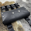 Medieval Alchemy Faux Leather Belt Bag with 4 Cork Potion Vials, Fantasy Wizard Waist Pouch Side Pack  (Black A)