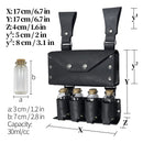 Medieval Alchemy Faux Leather Belt Bag with 4 Cork Potion Vials, Fantasy Wizard Waist Pouch Side Pack  (Black A)