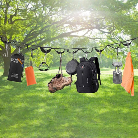Campsite or Garden Supplies Storage Strap with  Hooks | Hanging Your Camping Gear from a Tree | Vertical or Horizontal Organizer