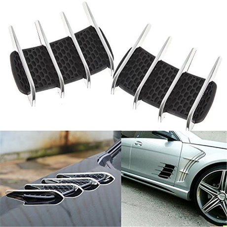 Door Hood Fender Vent Side Intake Air Flow Net Grille Trim Cover Decal Auto Stickers Universal For All Cars SUVs (2PCS)