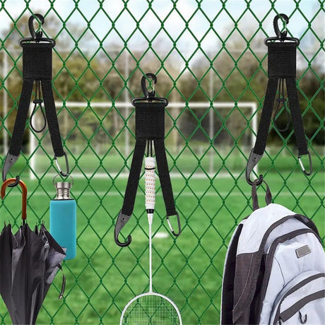 10 Pcs Baseball Softball Gear Hanger 3 in 1 Organizer Bat Holder with Glove Clip and Helmet Hook for Fence Bag Water Bottle Hiking Camping (Black)