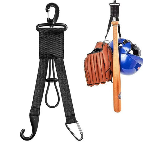 10 Pcs Baseball Softball Gear Hanger 3 in 1 Organizer Bat Holder with Glove Clip and Helmet Hook for Fence Bag Water Bottle Hiking Camping (Black)