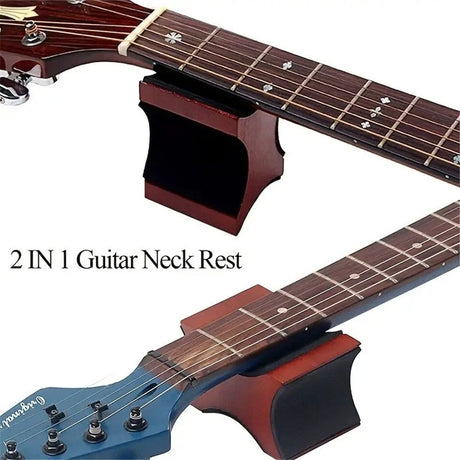 Guitar Neck Rest, Electric Acoustic & Bass Guitar Support Pillow for Changing Strings, String Instrument Wooden Neck Craddle, Luthier Repair Setup Burgundy