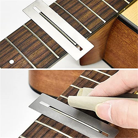 Guitar Luthier Tool Set, Fret Rubber Hammer, Fret Crowning File, Fret Leveling Beam Sanding Leveler Beam, Fret Rocker, Fingerboard Guards, String Spreaders for Guitar Bass
