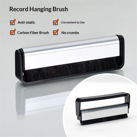 Vinyl Record & Stylus Cleaning Kit with 2-in-1 Anti-Static Carbon Fiber & Soft Velvet LP Brush and Stylus Brush (VB52)
