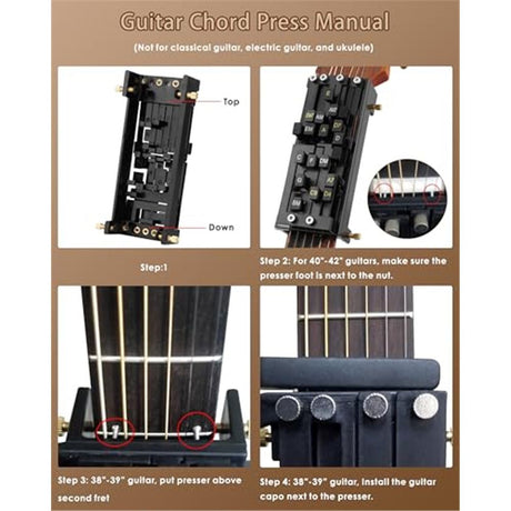 Portable Guitar Chord Presser, Guitar Chord Helper And Trainer for Acoustic Guitar, Guitar Learning Tools for Beginners and Arthritis Player, Develop Confidence Quickly， Get A Sense Of Accomplishment