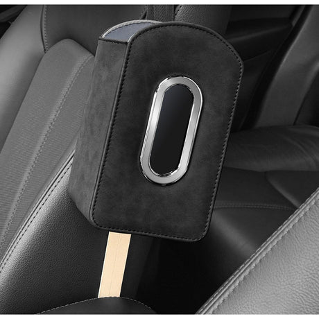 Car Seat Organizer,Suede Leather Tissue Holder fit for Kleenex tissues, Car Seat Side Organizer for Napkin, Drink, Phone, etc (Black)
