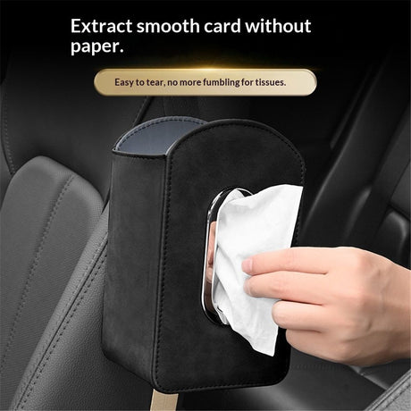 Car Seat Organizer,Suede Leather Tissue Holder fit for Kleenex tissues, Car Seat Side Organizer for Napkin, Drink, Phone, etc (Black)
