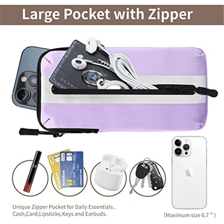 Running Phone Holder Armband,  Arm Bands for Exercise, Running Arm Bands for Cell Phone, Phone Purse Cell Phone Holder for Walking (Purple)