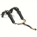 Saxophone Shoulder Strap, Double Shoulder Leather Adjustable Sax Strap with Metal Beam & Sturdy Adjuster, Reduce Neck Stress, Good Comfort, for Alto/Tenor/Baritone/Soprano Saxophone