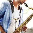 Saxophone Shoulder Strap, Double Shoulder Leather Adjustable Sax Strap with Metal Beam & Sturdy Adjuster, Reduce Neck Stress, Good Comfort, for Alto/Tenor/Baritone/Soprano Saxophone