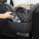Car Handbag Holder Between Seat Durable Leather Seat Back Organizer Pet & Kids Driver Storage Netting Pouch Driver Storage Netting Pouch (Upgraded Black B)