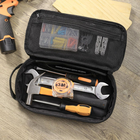 Heavy Duty Small Tool Bag Pouch Portable Utility Organizer Case with Zipper Handle. Perfect for EDC, Motorcycle, Road Bike, Electricians & More