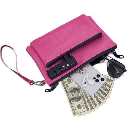 Money Bag with Lock, Double layer Men & Women's Locking Accessories Pouch, Bank Bag, Passports, Notary Supplies, Valuable StorageBag,CashBag and Zipper NotaryBag with Lock