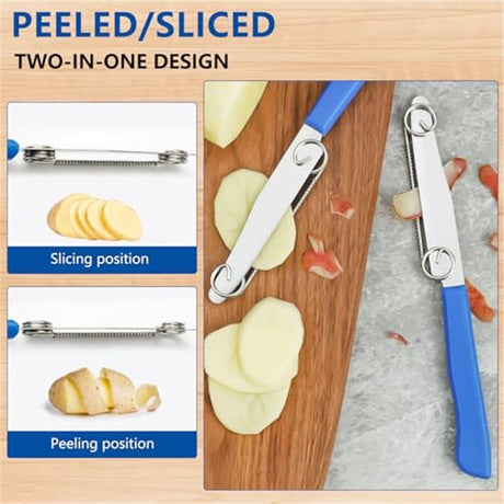 Quick Slicing Knife, New 3 in 1 Multifunctional Fruit Peeling Knife with Removable Spring, Kitchen Household Sharp Stainless Steel Fruit and Vegetable Fruit Slicing Knife (3pcs)