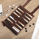 Roll-up Portable Suede Backgammon Game Set - for Adults & Children - Ideal for RV Travel, Cruise, Airplane, Camping, Backpacking, Road Trips, Etc.