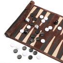 Roll-up Portable Suede Backgammon Game Set - for Adults & Children - Ideal for RV Travel, Cruise, Airplane, Camping, Backpacking, Road Trips, Etc.