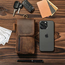 Phone Holster Case with Belt Clip Genuine Leather Belt Pouch Cell Phone Holder Premium Leather Pouch with Belt Clip Phone Holster Belt Case, Brown