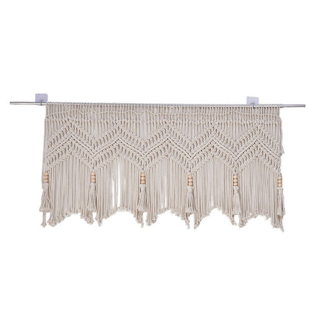 Doorway Curtains Wall Hanging Window Curtain Panels Closet Room Divider Boho Wedding Decor Backdrop Boho Kitchen Valance (Ivory White, 52''W x 21''H)