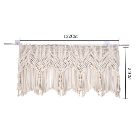 Doorway Curtains Wall Hanging Window Curtain Panels Closet Room Divider Boho Wedding Decor Backdrop Boho Kitchen Valance (Ivory White, 52''W x 21''H)