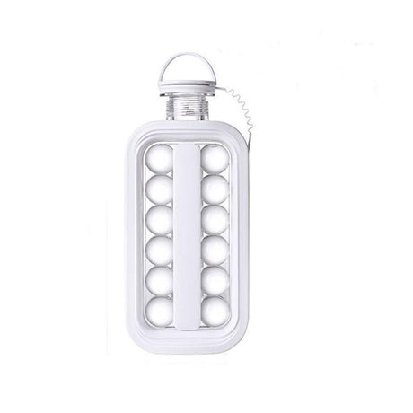 Ice Cube Trays 2 in 1 Portable Ice Ball Maker Kettle With 17 Grids Flat Body Lid Cooling Ice Pop/Cube Molds For Hockey,Cocktail,Coffee,Whiskey,Champagne,Beer,Juice,(White)