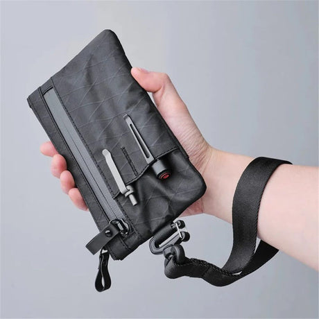 Minimalist Zipper Wallet - with  Blocking ID Card Holder Wallet with Zipper for Men with Multi-tool Slot（black）