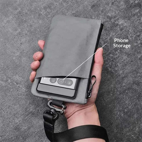 Minimalist Zipper Wallet - with  Blocking ID Card Holder Wallet with Zipper for Men with Multi-tool Slot（black）