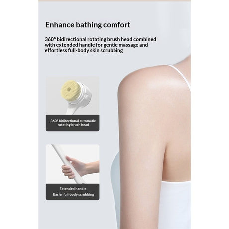 Electric Body Brush for Exfoliating and Massage, Long Handle Electric Bath Brush Rechargeable Body Scrubber, Spinning Skin Brush with 5 Spin Brush Heads for Man and Women